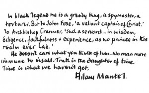 An extract of Hilary Mantel's 'pen portrait' Photo: NATIONAL PORTRAIT ...