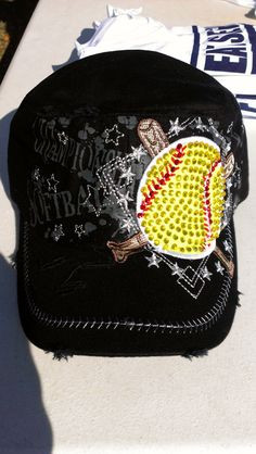 Softball Bling Hat by BuildaBlingTShirts on Etsy, $15.00