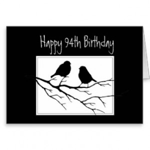 Happy 94th,Ninety Four, Fourth, Birthday Two Birds Greeting Card