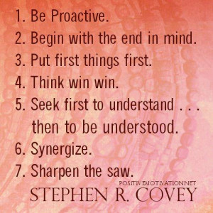 in mind. (3)Put first things first. (4)Think win win. (5)Seek first ...