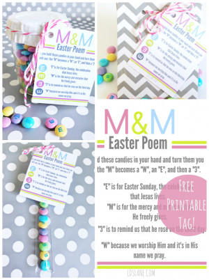 Free Printable: Easter M & M Poem Tags