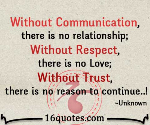 Communication, there is no relationship; Without Respect, there is no ...