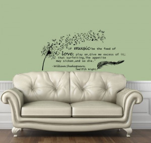 Housewares Vinyl Decal Quote Shakespeare Dandelion Feather Musical ...