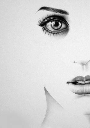 beautiful, black and white, drawing, eyes, face, girl, pretty