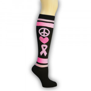... BREAST CANCER KNEE SOCKS RELAY FOR LIFE SPORTS ATHLETIC WALK NEW 01