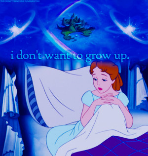 disney, grow up, neverland, peter pan, quote, text, wendy