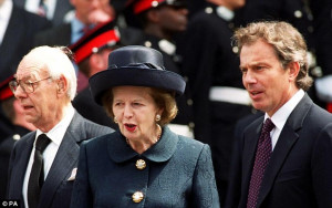 Denis Thatcher, (left)his wife former Prime Minister Baroness Thatcher ...