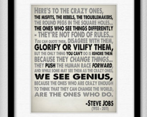 Quote in Black and Grey - Heres To The Crazy One's - Typography Print ...