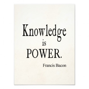 Vintage Francis Bacon Knowledge is Power Quote Photograph
