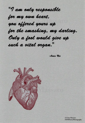 Only A Fool- | Anais Nin Quote | Love Quote | Grey | Vintage Heart Art ...