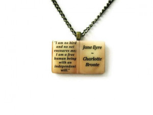 Jane Eyre Charlotte Bronte Book Necklace quote