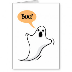 Spooky ghost saying Boo! greeting card