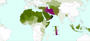 Rozmieszczenie muzułmanów na świecie (kraje z populacją islamską ...