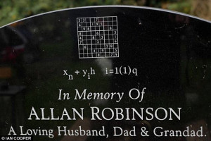 ... Sudoku puzzle engraving on her husband Allan's headstone be removed