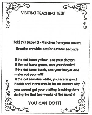 Visiting Teaching Test (cute handout)