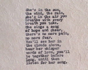 Sympathy Gift She's In The Sun The Wind The Rain Poem Loss of Baby ...