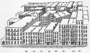 BIRD’S-EYE VIEW OF AN EAST SIDE TENEMENT BLOCK. (FROMA DRAWING BY ...