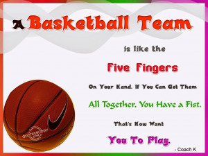 basketball team is like the five fingers on your hand. If you ...