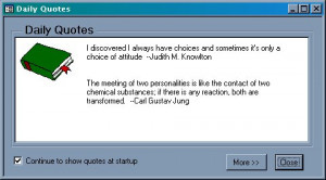 Daily Quotes and Tips dialog box