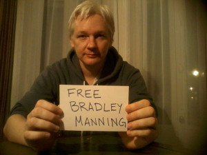Assange photo Free Bradley Manning