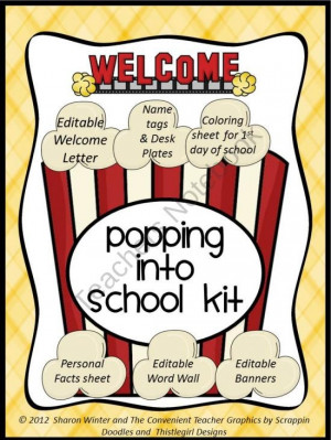 PopCorn Welcome Kit from The Convenient Teacher on TeachersNotebook ...