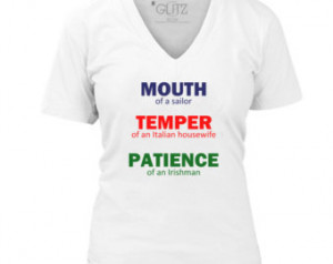 ... Temper, Patience Women's Short Sleeve 100% Cotton Funny Sayings Irish