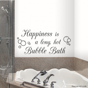 happiness is a long hot bubble bath wall quote decal