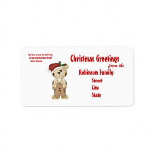 Cute Dog in Santa Hat, Christmas Greetings +Quote Personalized Address ...