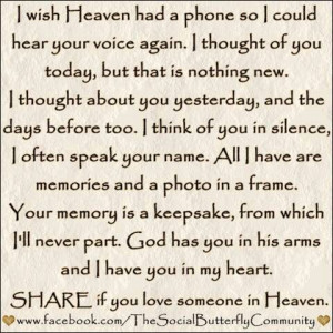Heaven To Mama, Daddy, and Buddy! I think about ya'll everyday! How I ...