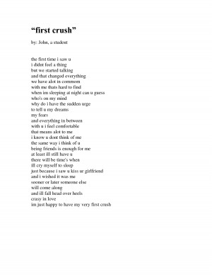 First Crush By John A Student The First Time I Saw U I Didnt Feel A ...