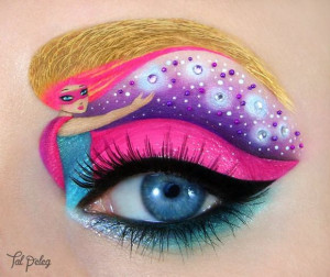 Her eye makeup designs are a real miniature work of art.