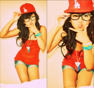 cute girl cutegirl swaggirl swagg redhat glasses red dressed