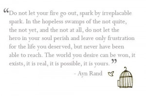 found in a google search...an ayn rand quote next to an open bird cage ...