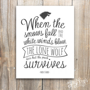 Game of Thrones Stark Quote Wall Art Print, Typography, Watercolor ...