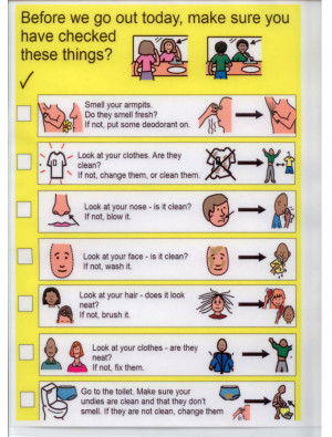 Checklist for personal care. Can be printed, laminated and then ...