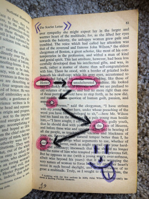 ... Blackout poetry — The Scarlet Letter , page 61, by Terri Guillemets