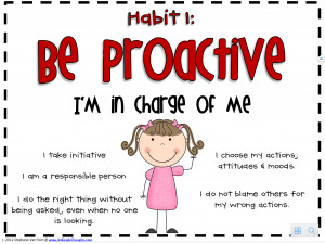 The first habit we will focus on is Habit #1: ”Be Proactive.” As ...