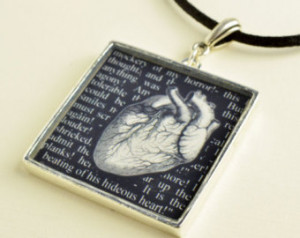 Tell Tale Heart Anatomical Heart Ne cklace - Edgar Allan Poe Quote ...