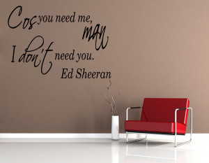 Details about Ed Sheeran You Need Me I Don't Need You Lyrics Wall Sti ...