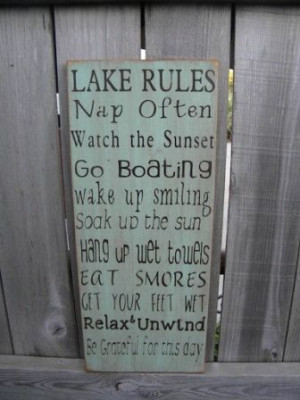 Rustic Cabin, Lake, Cottage Rules Sign Primitive Typography subway ...