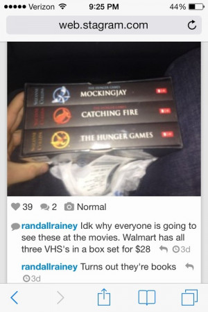 LOL funny The Hunger Games books omfg VHS Catching Fire