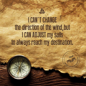 can't change the direction of the wind, but you can adjust your sails ...
