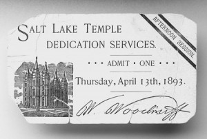 Temple recommend for dedication of Salt Lake City Temple