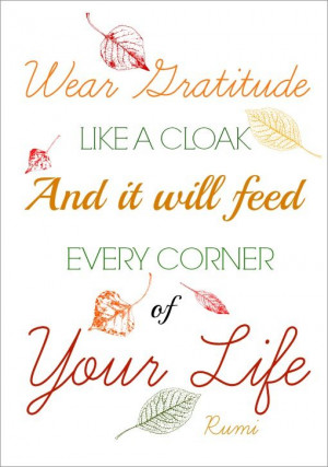 Wear Gratitude Like a Cloak ~ Rumi