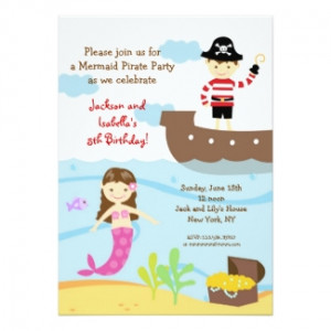 Mermaid and Pirate Birthday Party Invitations by LittleSeiraStudio
