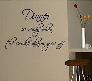Online Design Dinner Ready Smoke Alarm Wall Art Sticker Vinyl Kitchen ...