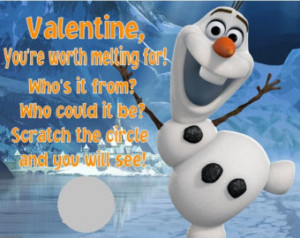 Frozen Olaf Valentines Day Cards S cratch Off Ticket Custom ...