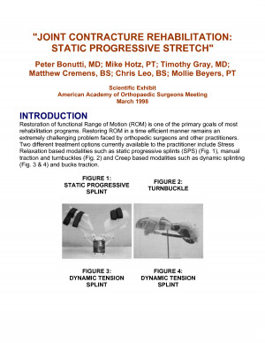 Joint Contracture Rehabilitation Static Progressive Stretch
