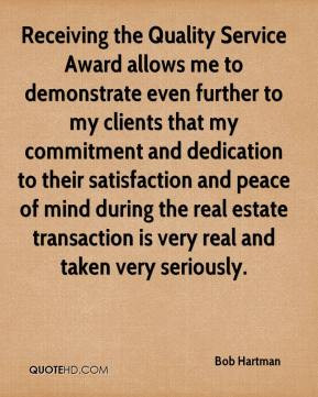 Receiving the Quality Service Award allows me to demonstrate even ...
