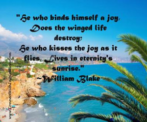 ... picture quote on- He Who Kisses The Joy Lives In Eternity Sunrise